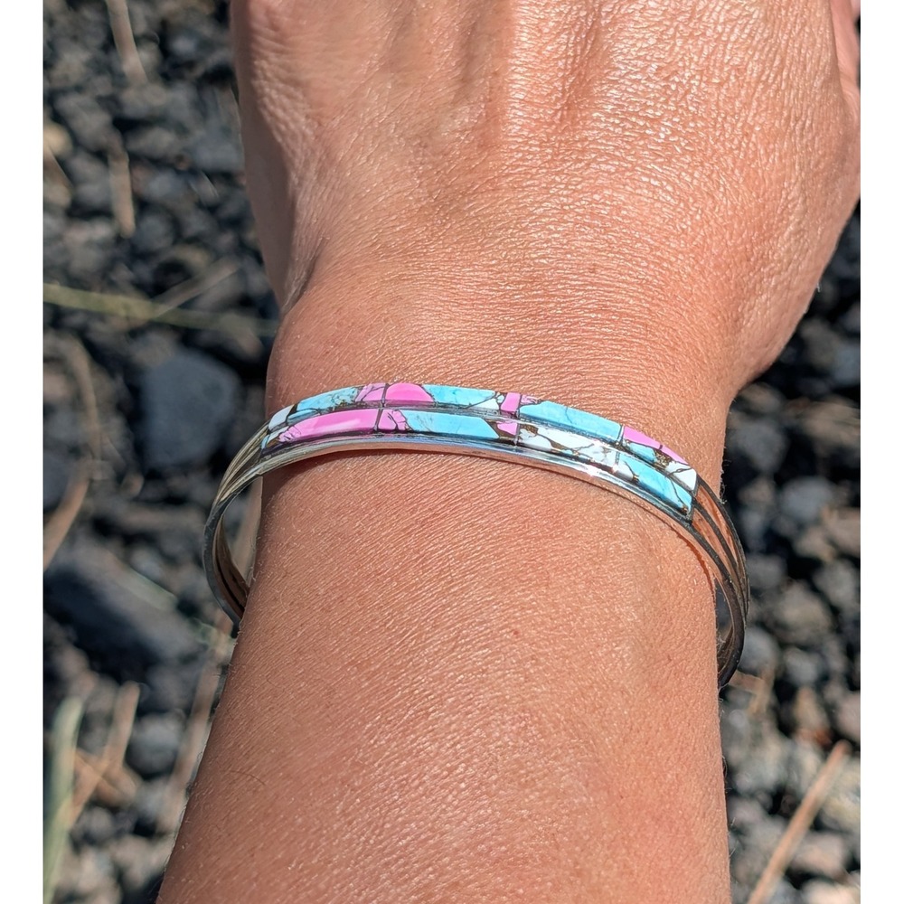 Navajo Sterling Silver Cuff Bracelet Cotton Candy Native American Jewelry 6.5 ** - Picture 5 of 10